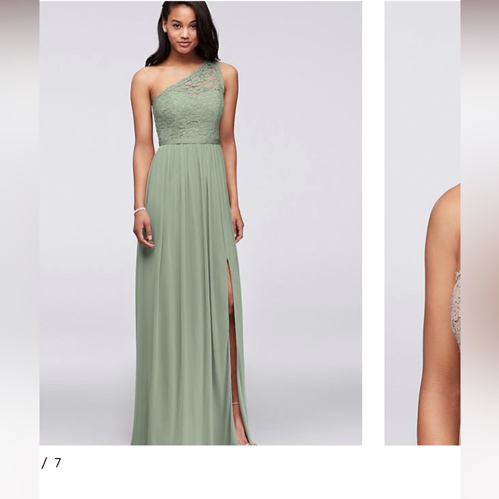 NWT David’s Bridal Sage/Dusty Green Bridal Dress Size 4